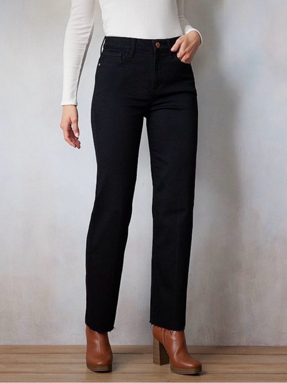 LC Lauren Conrad Black Super High Rise Straight-Leg Pants